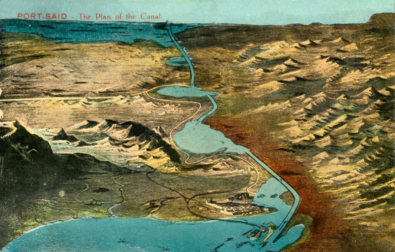 Port-Said - Der Plan des Kanals, ca. 1918-ca. 1939 von Unbekannt