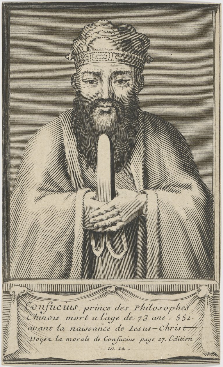Porträt des chinesischen Denkers und Sozialphilosophen Konfuzius, zwischen 1745 und 1755 von Unbekannt
