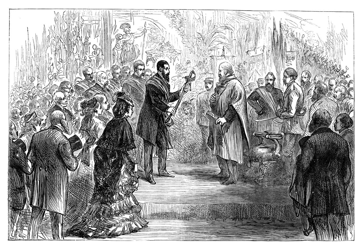 Überreichung eines Schwertes an Giuseppe Garibaldi im Crystal Palace von Unbekannt