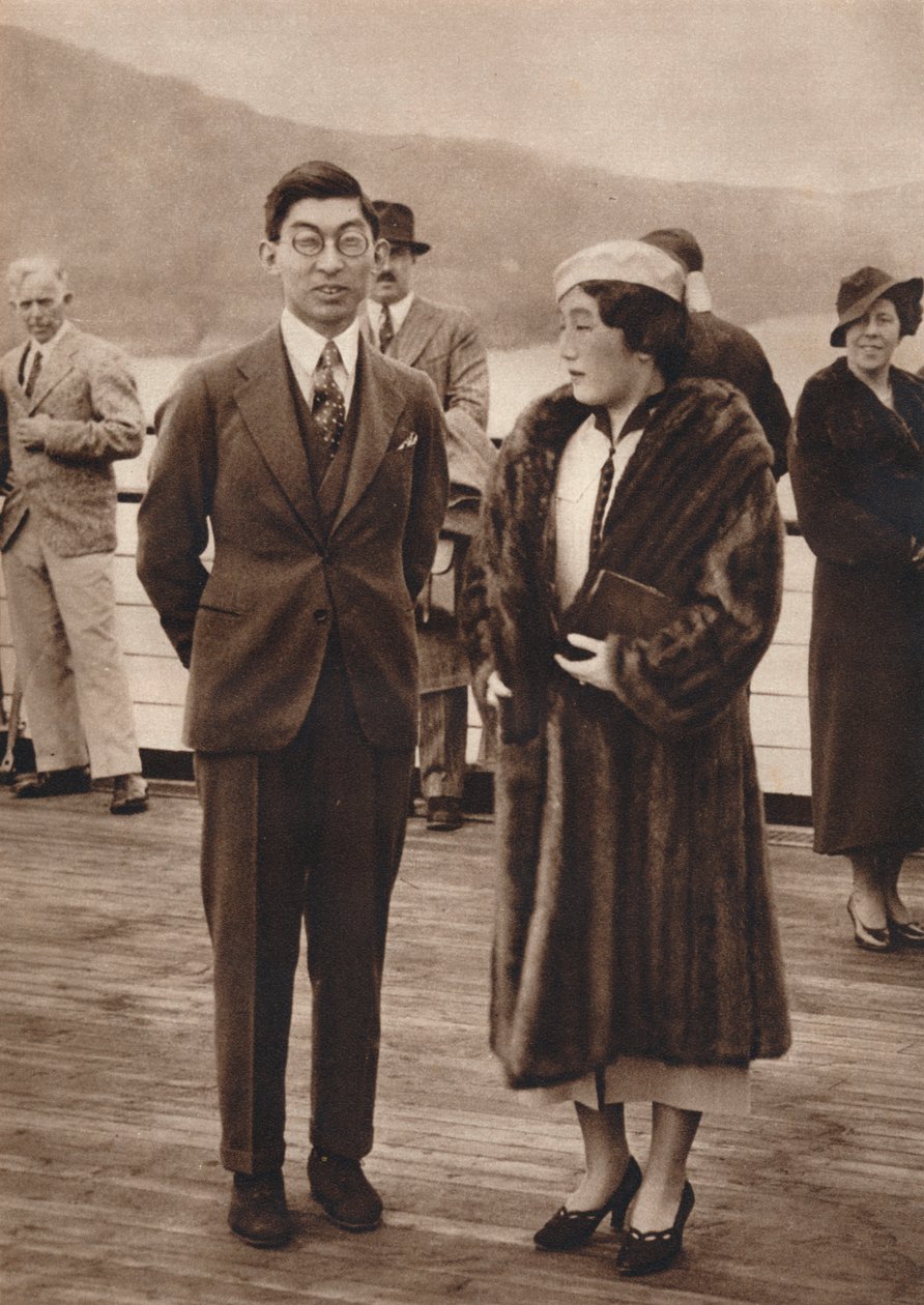 Prinz und Prinzessin Chichibu kommen auf der Queen Mary an, 12. April 1937 von Unbekannt