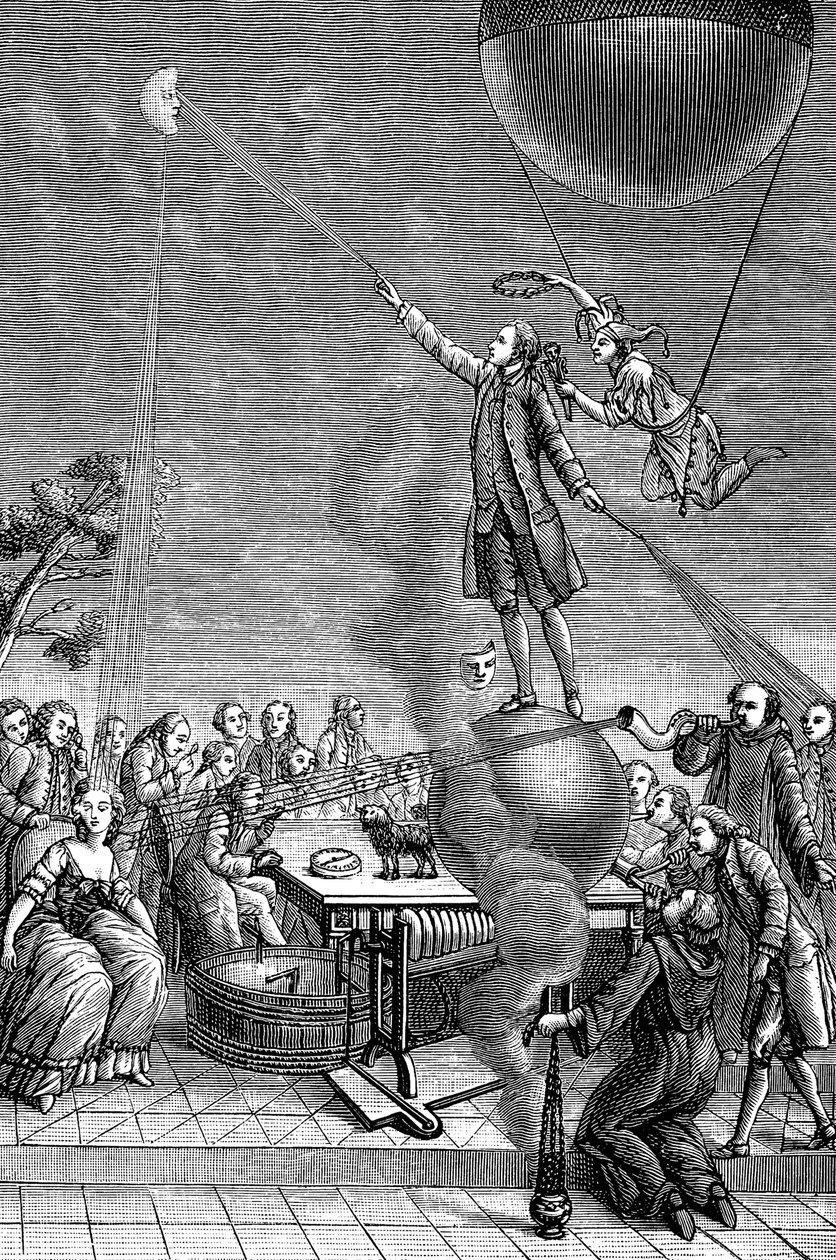 Druck, der Franz Anton Mesmer satirisiert, 1784 von Unbekannt