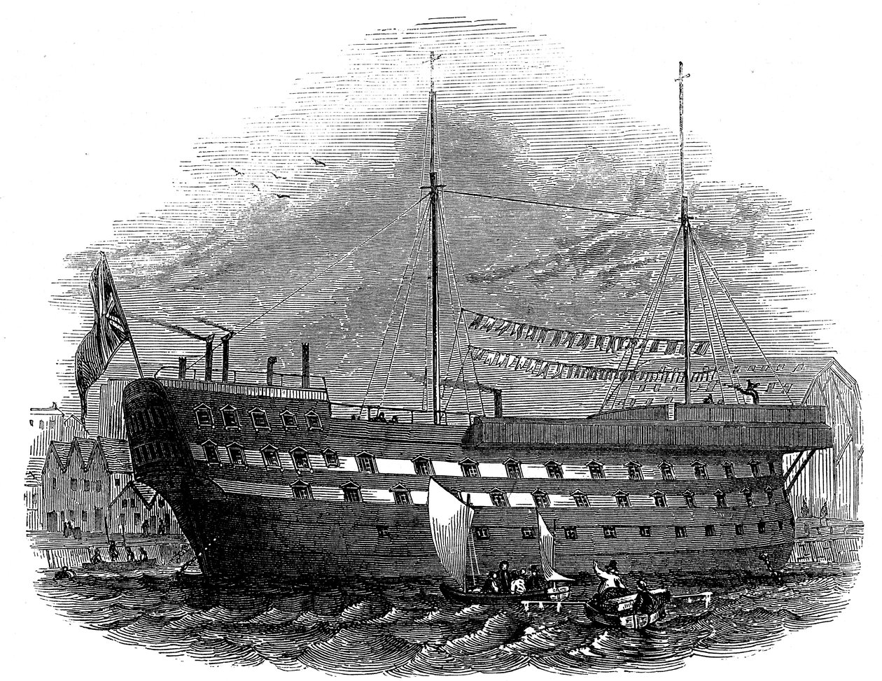 Gefängnisschiff Warrior in Woolwich, London, 1848 von Unbekannt