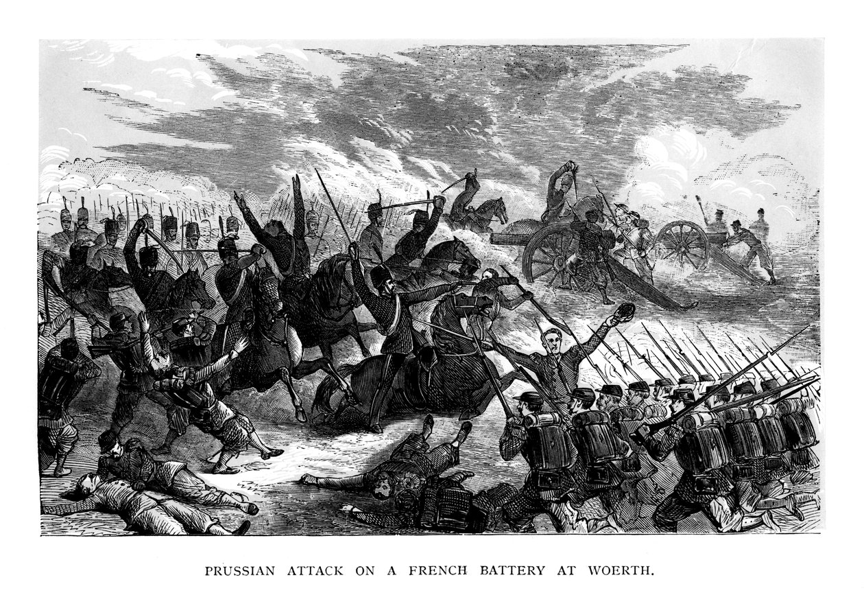 Preußischer Angriff auf eine französische Batterie bei Woerth, 1793, 1875 von Unbekannt