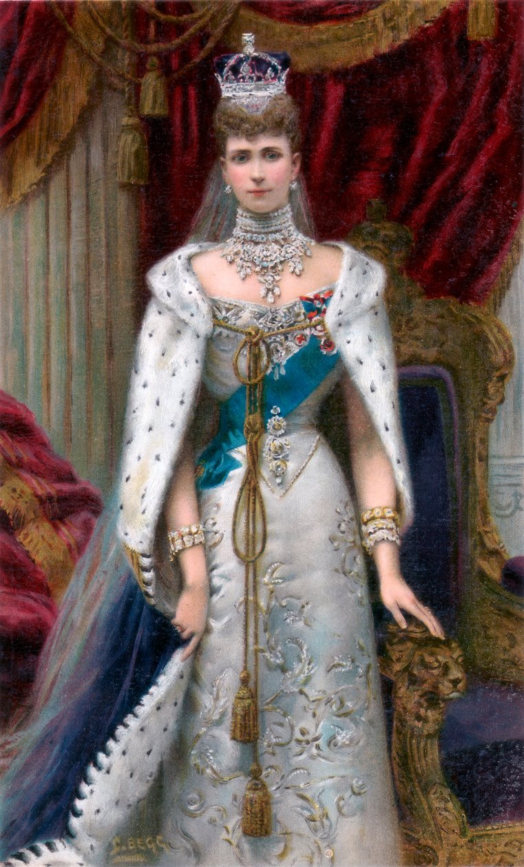Königin Alexandra in vollen Krönungsroben, 1902 von Unbekannt
