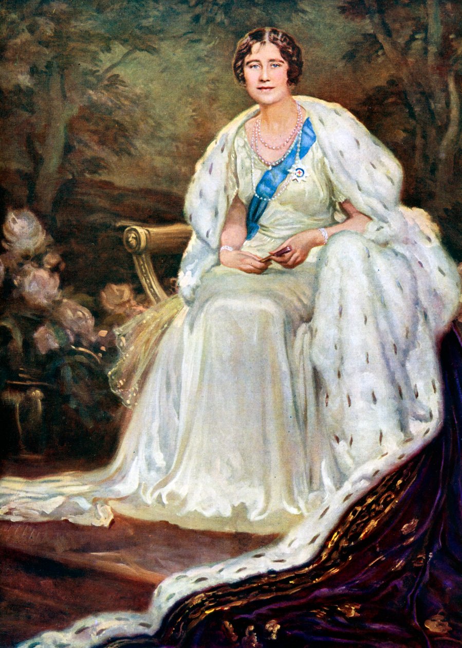 Königin Elizabeth in Krönungsroben, 1937 von Unbekannt