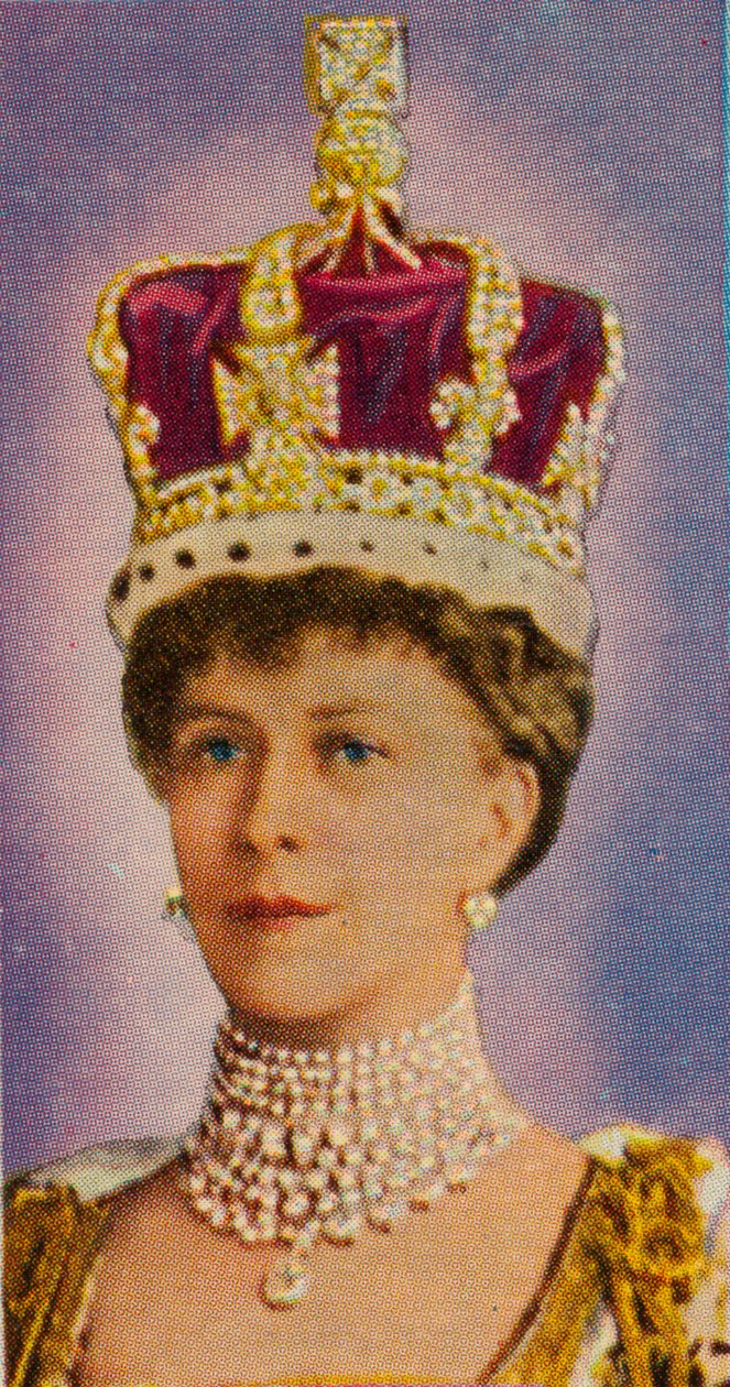 Königin Mary, Gemahlin von König Georg V., bei ihrer Krönung, 1911, 1935 von Unbekannt