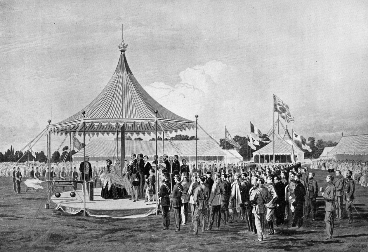 Königin Victoria feuert den ersten Schuss in Wimbledon ab, Juli 1860, um 1920 von Unbekannt