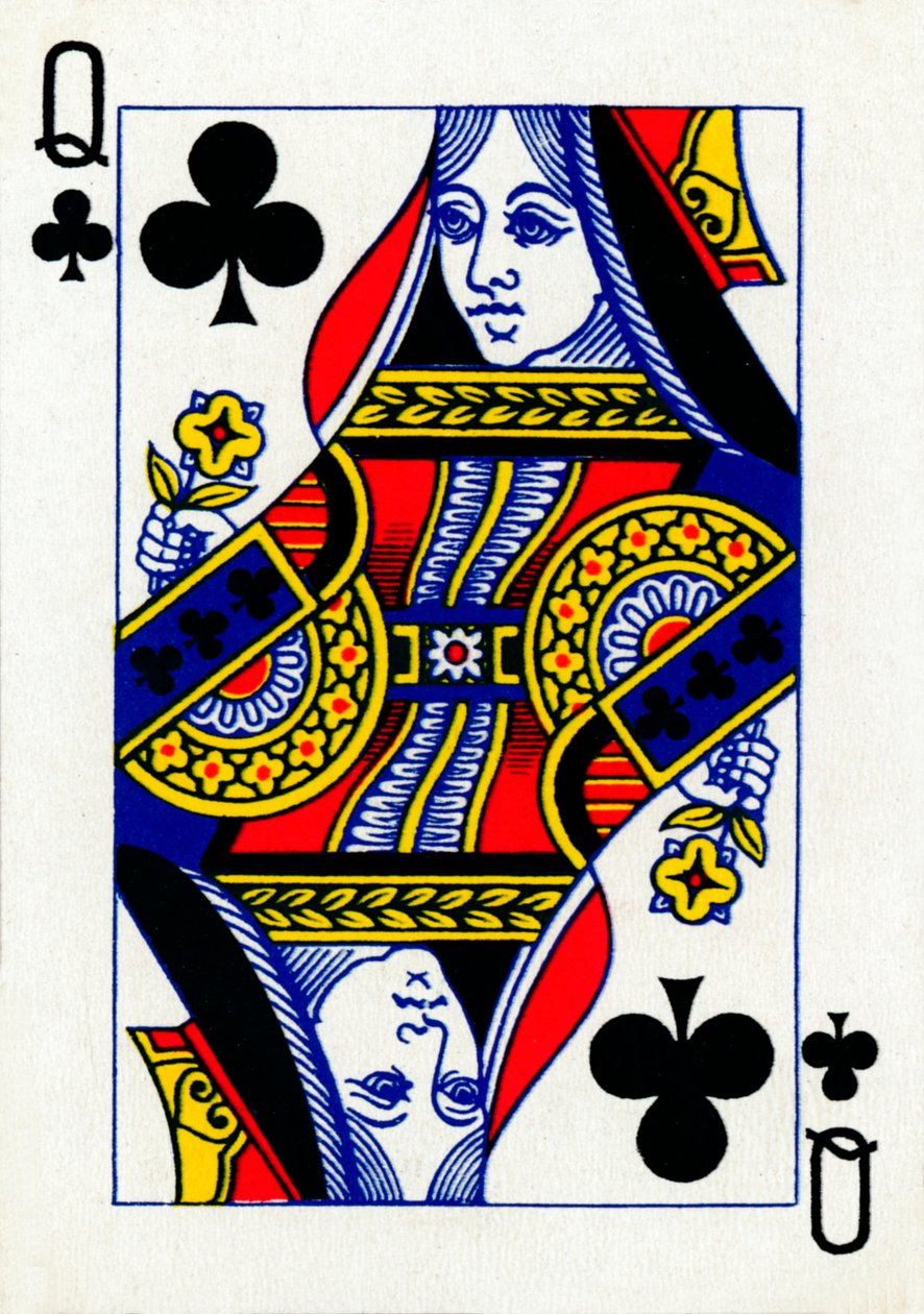 Königin der Kreuzkarten aus einem Kartenspiel von Goodall & Son Ltd., um 1940 von Unbekannt