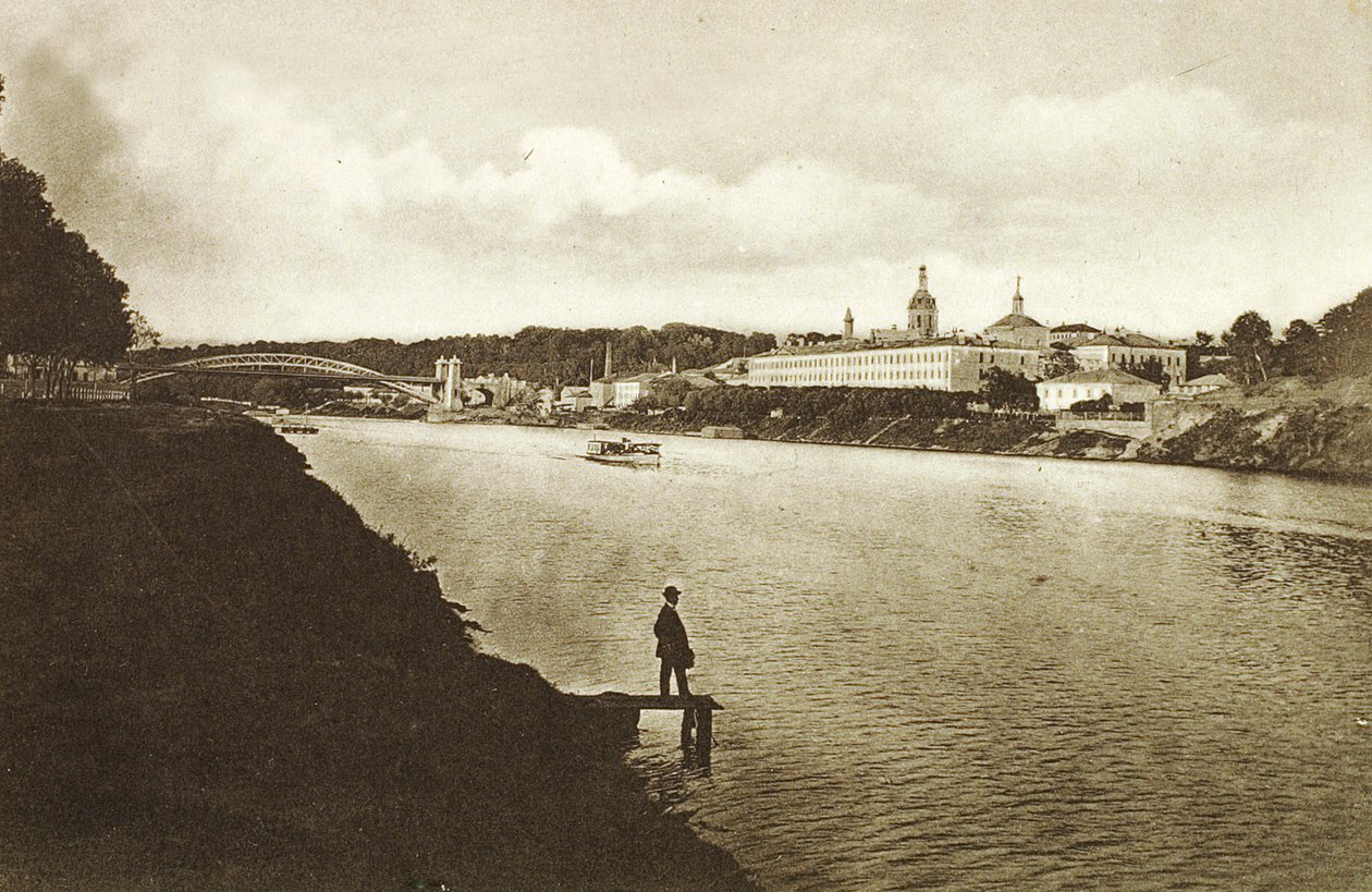 Eisenbahnbrücke und Novodevichy-Kloster, Moskau, Russland, 1910er Jahre von Unbekannt