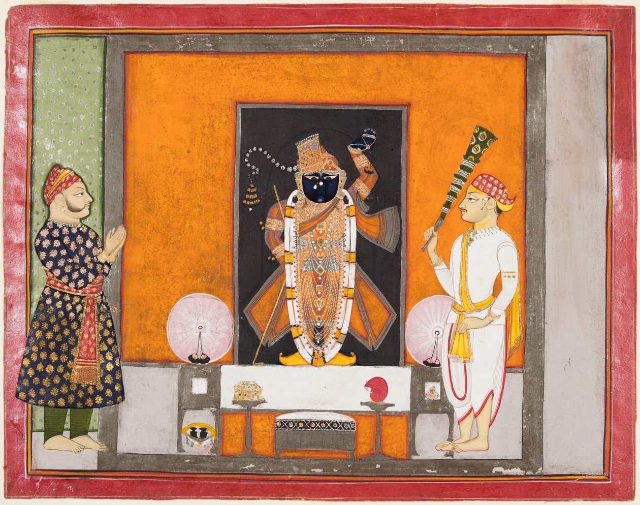 Raja Ram Singh verehrt Krishna als Brij Nathji den Bräutigam, ca. 1820 von Unbekannt