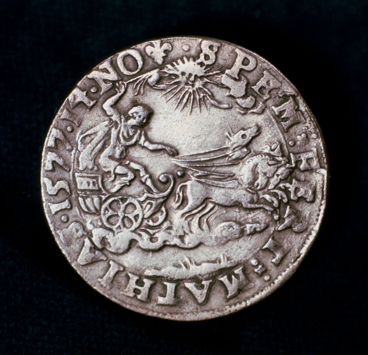 Rückseite einer Medaille zur Erinnerung an den hellen Kometen von 1577 von Unbekannt
