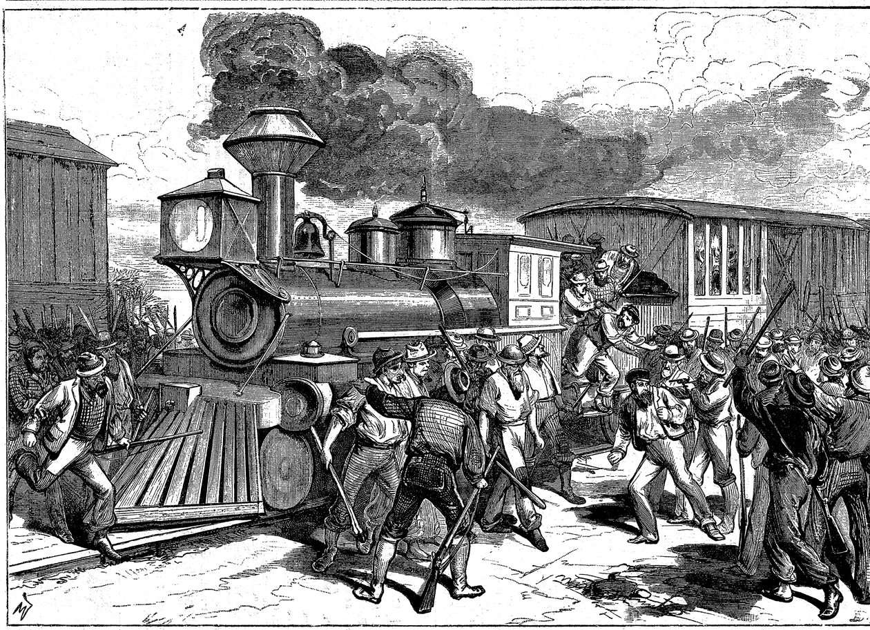 Aufstand der Eisenbahnarbeiter in Martinsburg auf der Baltimore-Ohio-Eisenbahn, USA, 1877 von Unbekannt