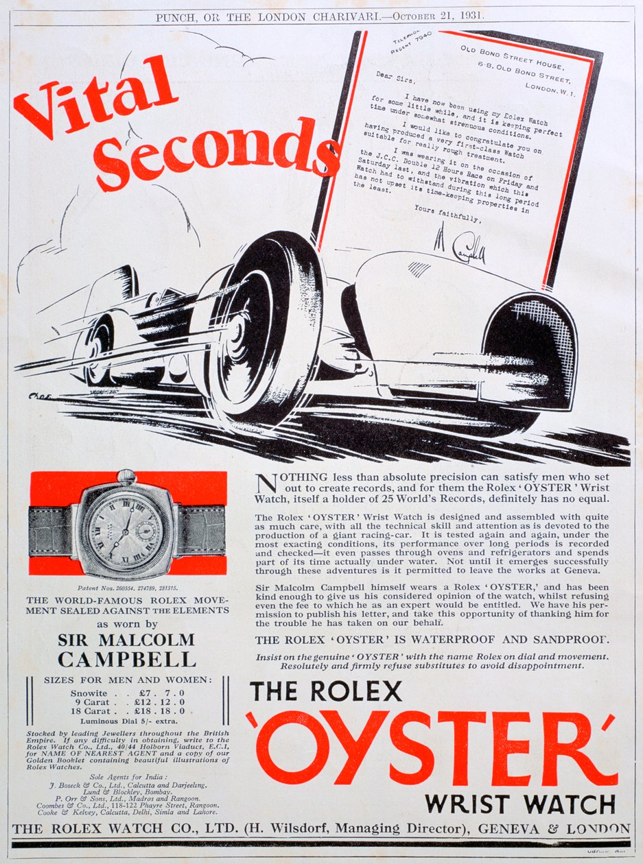 Rolex Oyster Armbanduhr Werbung, 1931 von Unbekannt