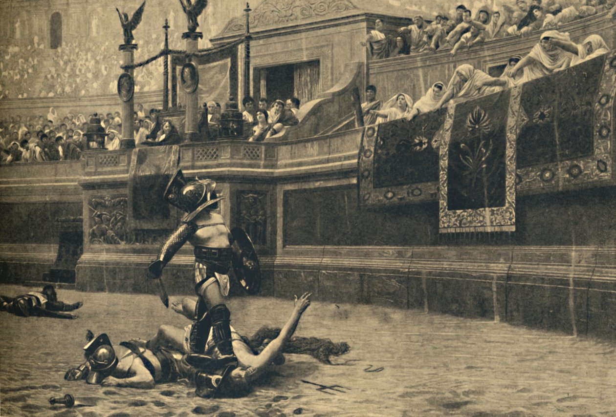 Rom - Kolosseum - Daumen runter in einem Gladiatorenkampf, 1910 von Unbekannt
