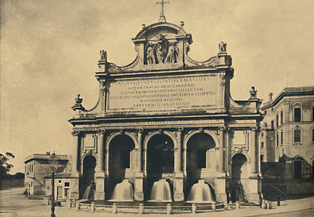 Rom - Brunnen des Aquädukts von Paul V., errichtet nach den Entwürfen von Fontana im Jahr 1612, 1910 von Unbekannt