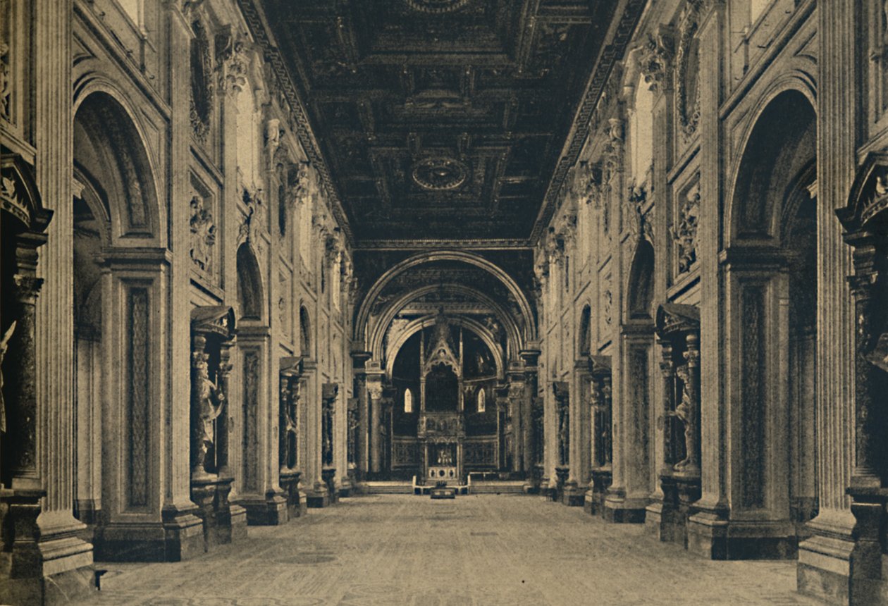 Rom - Hauptschiff der Basilika St. Johannes im Lateran Borromini, Architekt, 1650, 1910 von Unbekannt
