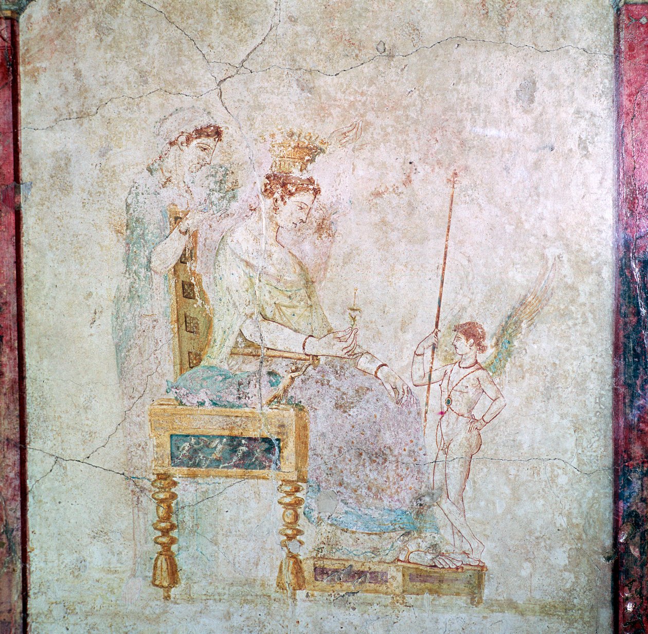 Römische Wandmalerei von Aphrodite, Eros und einer der Grazien, 1. Jahrhundert von Unbekannt