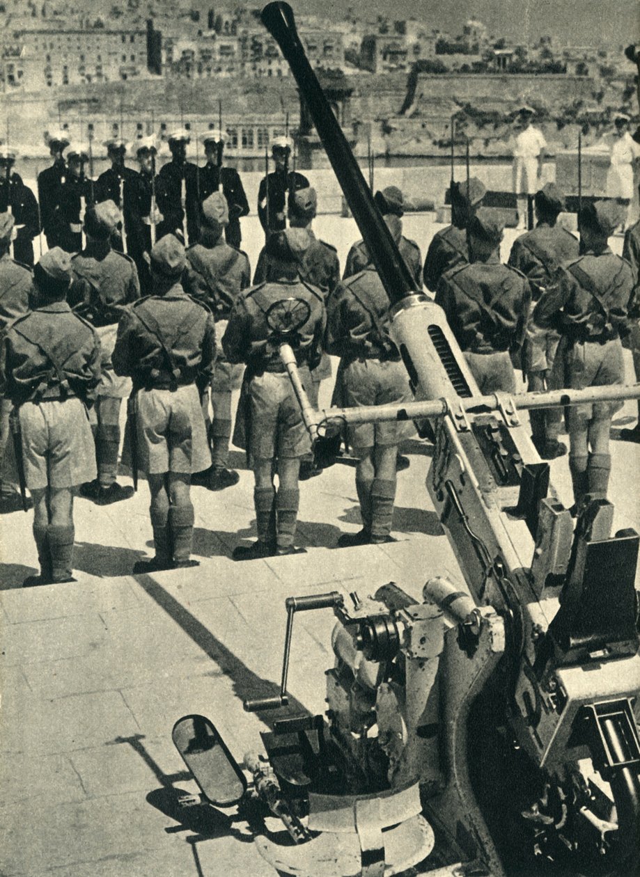 Royal Marines bei der Parade zur Feier der erfolgreichen Verteidigung Maltas, Zweiter Weltkrieg, 1943-1944 von Unbekannt