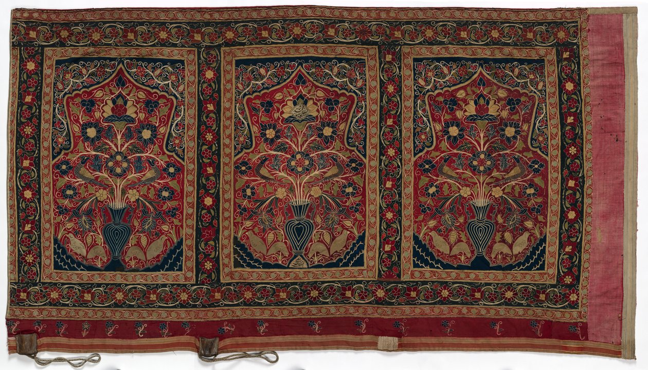 Königliches Rundzelt für Muhammad Shah, Wandpaneel mit drei Paneelen A, 1834-1848 von Unbekannt