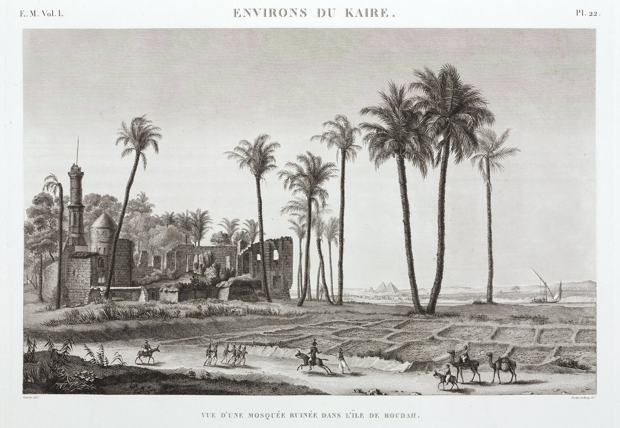 Ruinenmoschee auf der Insel Roudah, nahe Kairo, Ägypten, ca. 1798 von Unbekannt