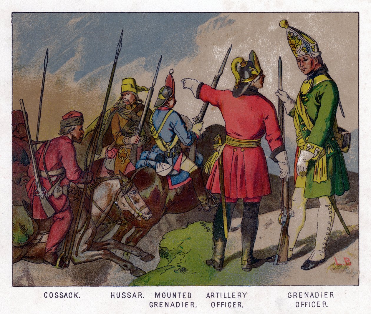Russische Soldaten von 1760, 19. Jahrhundert von Unbekannt