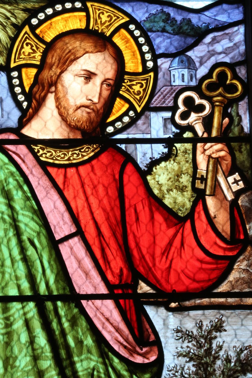 Saint Fargeau Kirche. Glasfenster. Jesus. Frankreich von Unbekannt