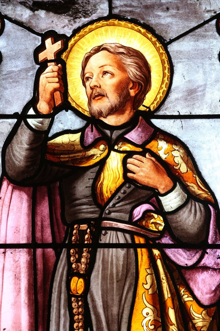 Saint Fargeau Kirche. Glasfenster. Römisch-katholischer Missionar St. Franz Xaver. Frankreich von Unbekannt