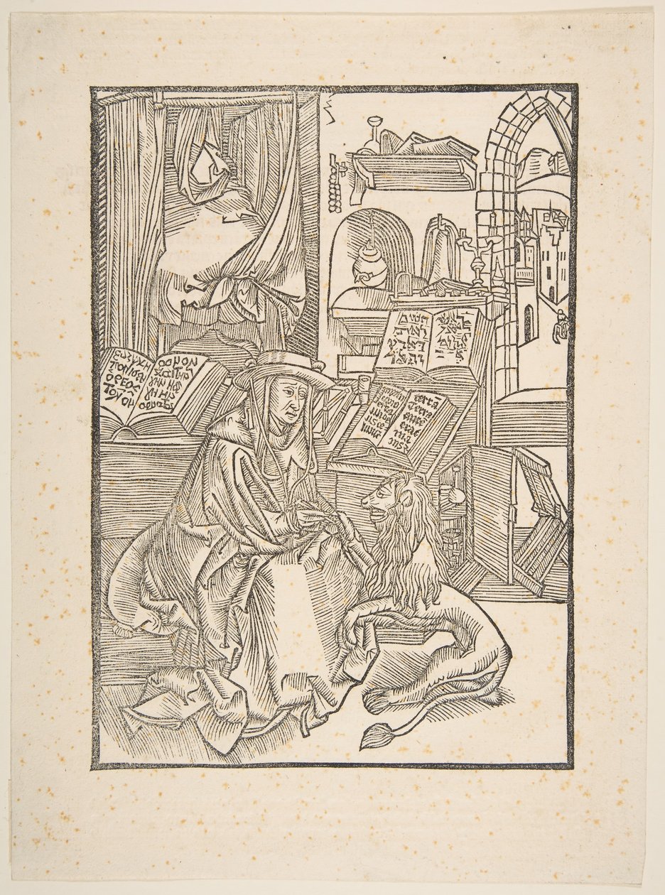 Heiliger Hieronymus zieht einen Dorn aus dem Fuß des Löwen, Lyon, 1508 Kopie von Unbekannt