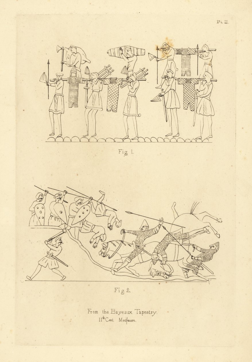 Sächsische und normannische Militärkleidung aus dem Teppich von Bayeux von Unbekannt