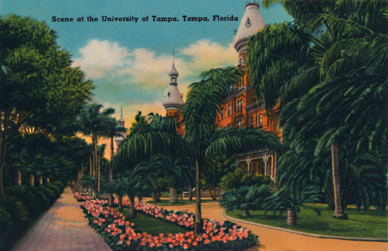 Szene an der Universität von Tampa, Tampa, Florida, um 1940er Jahre von Unbekannt