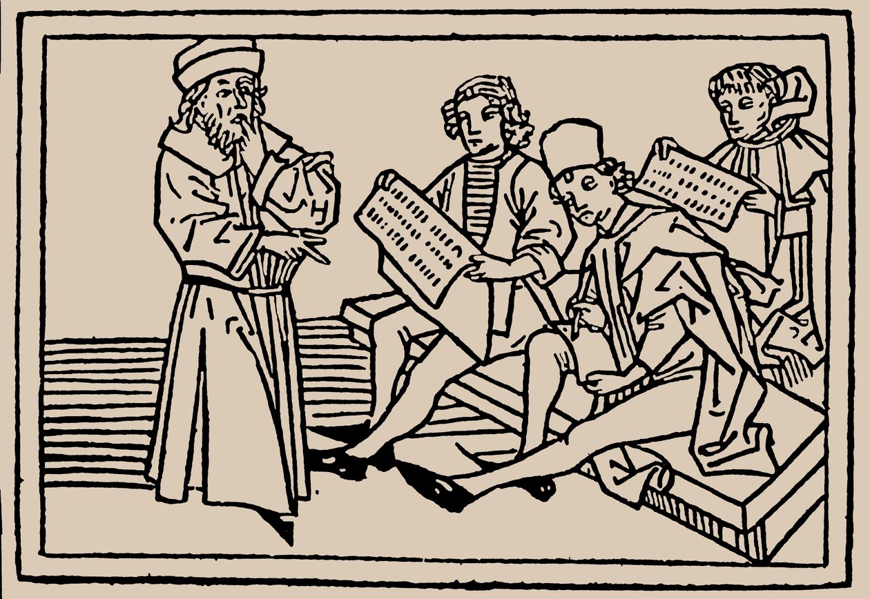 Schulstunden. Aus Speculum Vitae Humanae von Rodericus Zamorensis, 1479 von Unbekannt