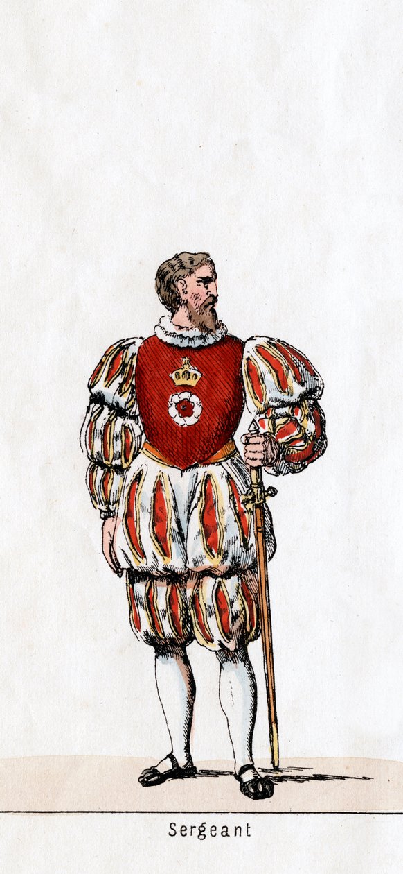 Sergeant, Kostümentwurf für Shakespeares Stück, Heinrich VIII., 19. Jahrhundert von Unbekannt