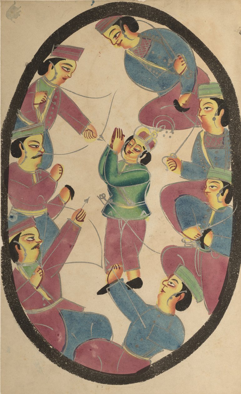 Sieben Helden oder Krieger töten Abhimanya, den Sohn von Arjuna von Unbekannt
