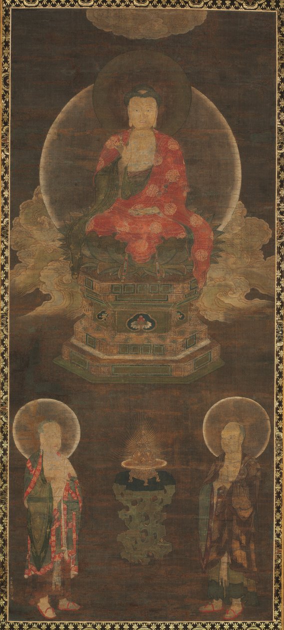 Shakyamuni-Triade: Buddha begleitet von Manjushri und Samantabhadra Buddha, späte 1300er von Unbekannt