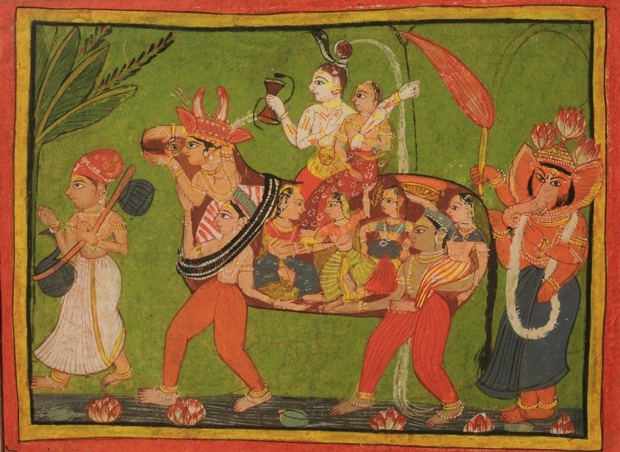 Shiva und Parvati auf einer zusammengesetzten Kuh aus Frauen von Unbekannt