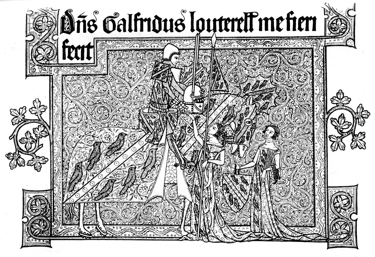 Sir Geoffrey Luttrell, seine Frau und Schwiegertochter, 1340, 1892 von Unbekannt