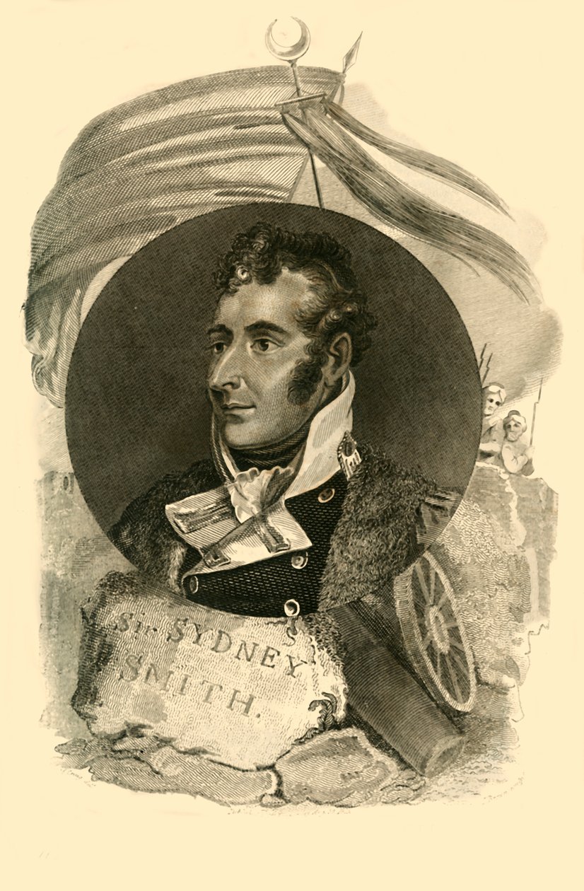 Sir Sidney Smith, der mit 300 britischen Seeleuten die Bresche von Acre verteidigte, 1764-1840, 1816 von Unbekannt