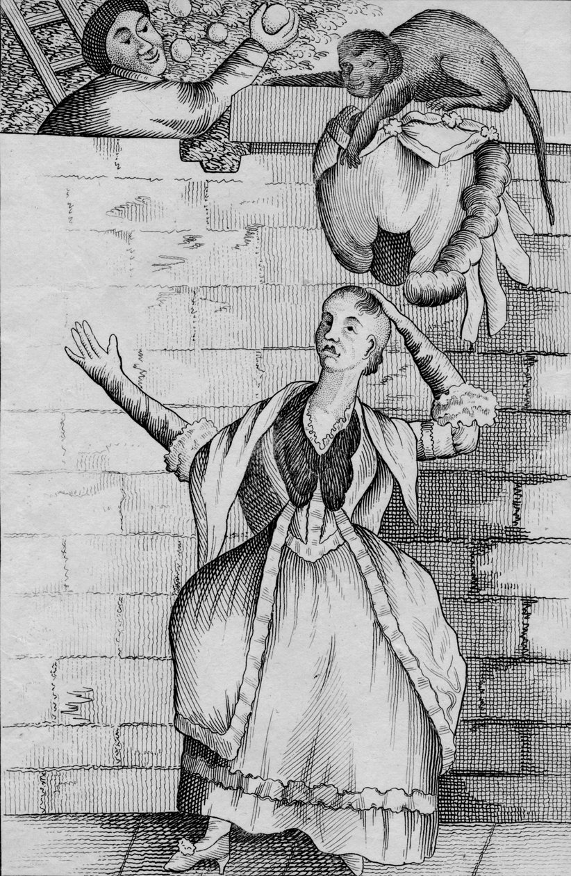 Handtrick eines Affen - oder der Kopf der Dame entladen, um 1812 von Unbekannt