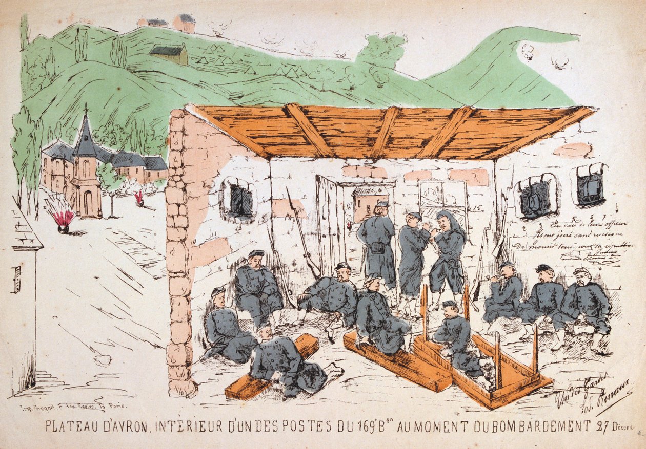 Soldaten in einem Gebäude während eines Bombardements, Deutsch-Französischer Krieg, Dezember 1870 von Unbekannt