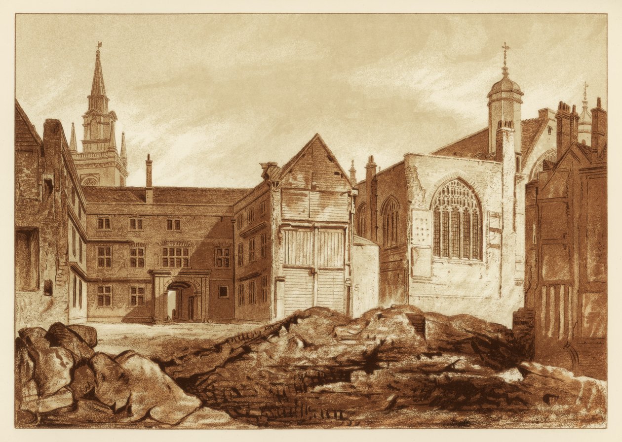 Südostansicht der Guildhall Chapel und Blackwell Hall, City of London, 1886 von Unbekannt