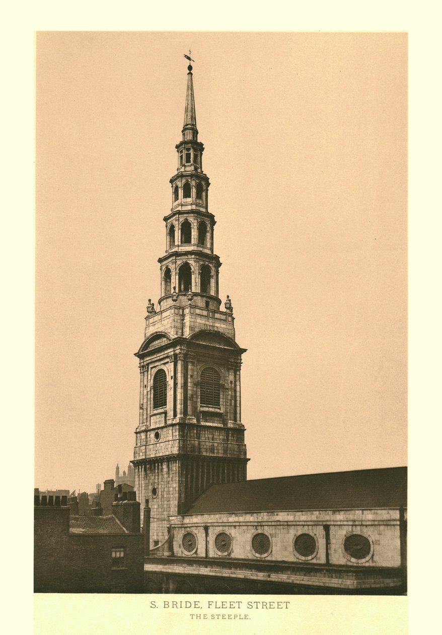 St Bride, Fleet Street, Der Turm, Mitte bis Ende des 19. Jahrhunderts von Unbekannt