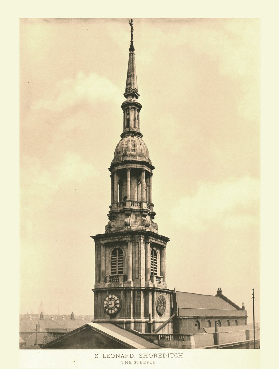 St Leonard, Shoreditch, Der Kirchturm, Mitte bis Ende 19. Jahrhundert von Unbekannt