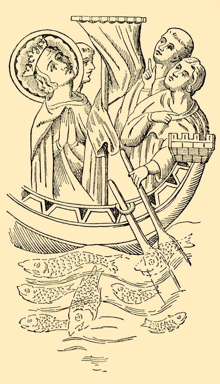 St. Ludwig, König von Frankreich, überquert das Meer ins Heilige Land, 13. Jahrhundert, um 1930 von Unbekannt