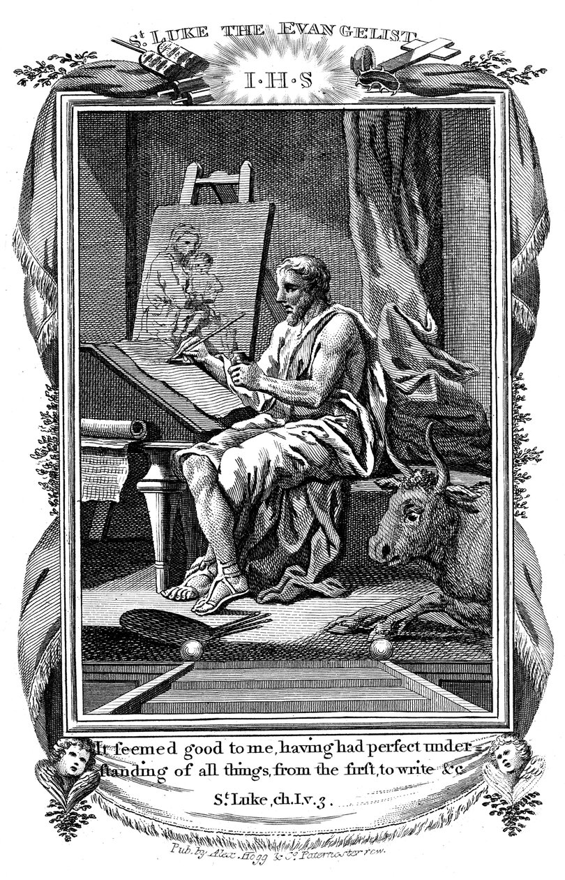 Der Evangelist Lukas schreibt sein Evangelium, um 1808 von Unbekannt