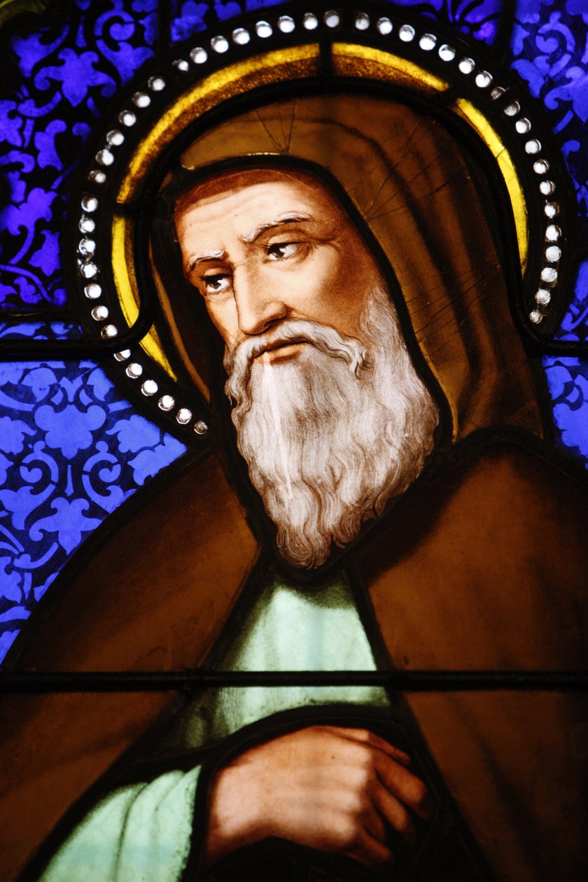 Buntglas in der St.-Pauls-Kirche, Lyon: Heiliger Bonaventura, Lyon, Frankreich von Unbekannt