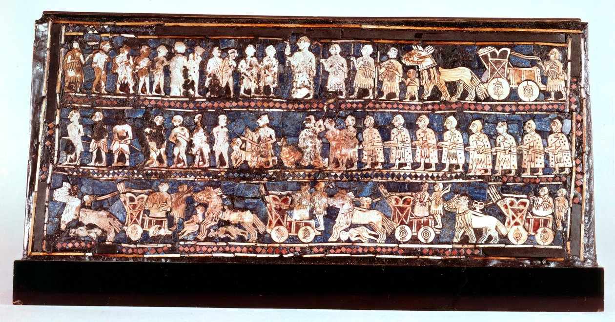 Standarte von Ur, die Kriegsseite, aus dem königlichen Friedhof von Ur, sumerisch, ca. 2500 v. Chr. von Unbekannt