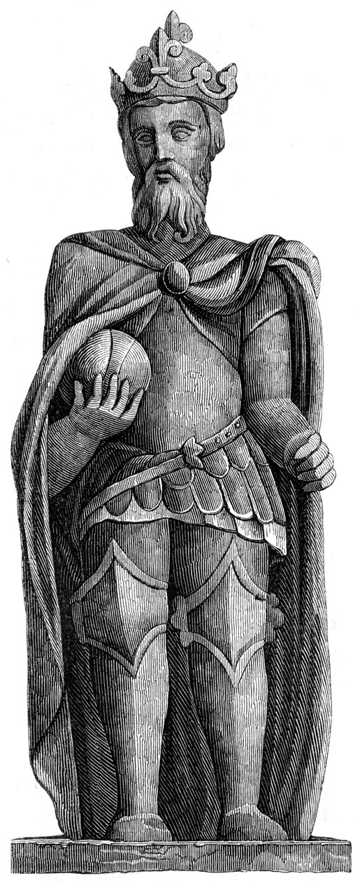 Statue von Karl dem Großen 712-814, St Julien le Pauvre, Paris, 11.-12. Jahrhundert 1849 von Unbekannt