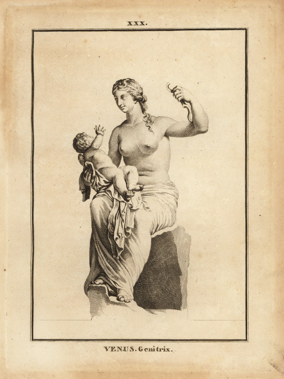 Statue der Venus Genetrix, römische Göttin der Liebe, Schönheit, Sexualität und Fruchtbarkeit, als Mutter mit Kind Eros von Unbekannt