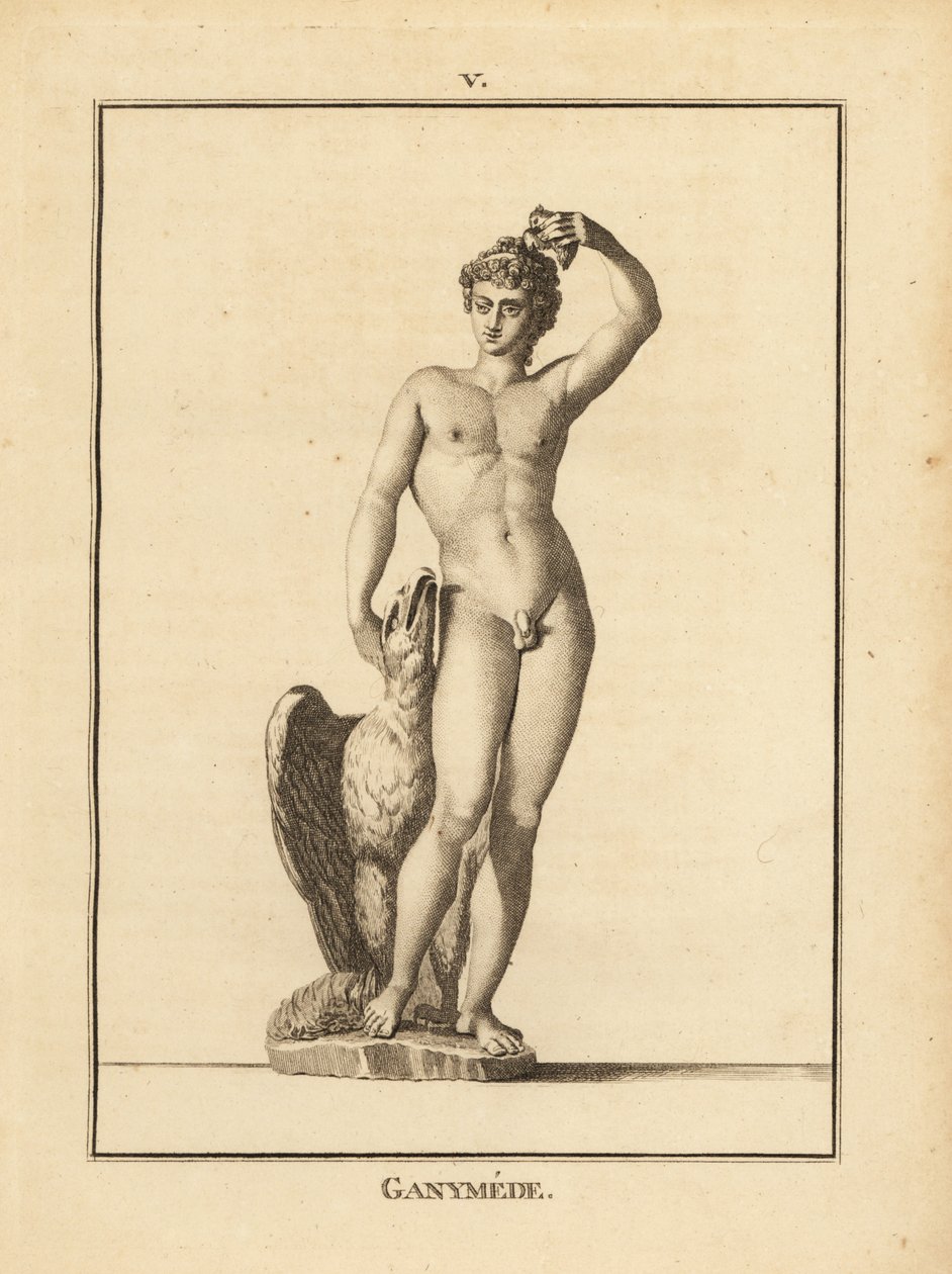 Statue des Hirtenjungen Ganymed, entführt von Zeus, mit einem Adler von Unbekannt