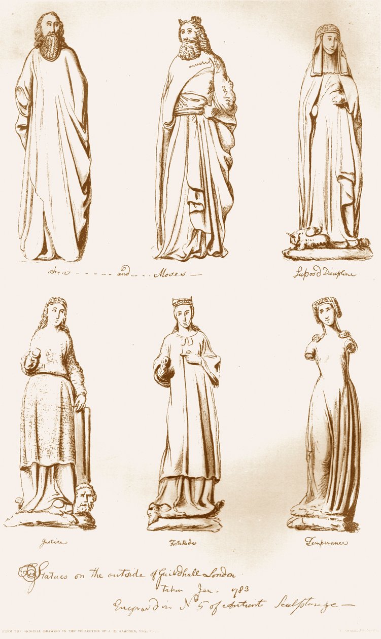 Statuen an der Außenseite der Gildehalle, 1783, 1886 von Unbekannt